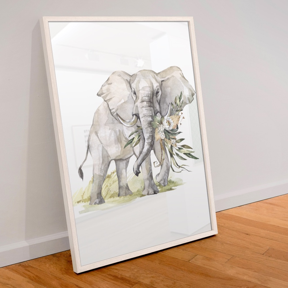 Watercolor Elephant Wall Art Poster Print Unframed - Picture 6 of 17